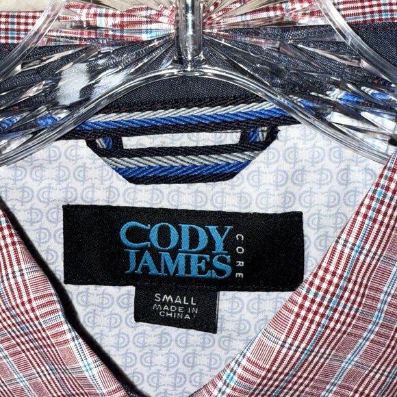 Cody James Core Plaid Shirt Mens Small Long Sleeve Button Down Red White Blue - Picture 2 of 9